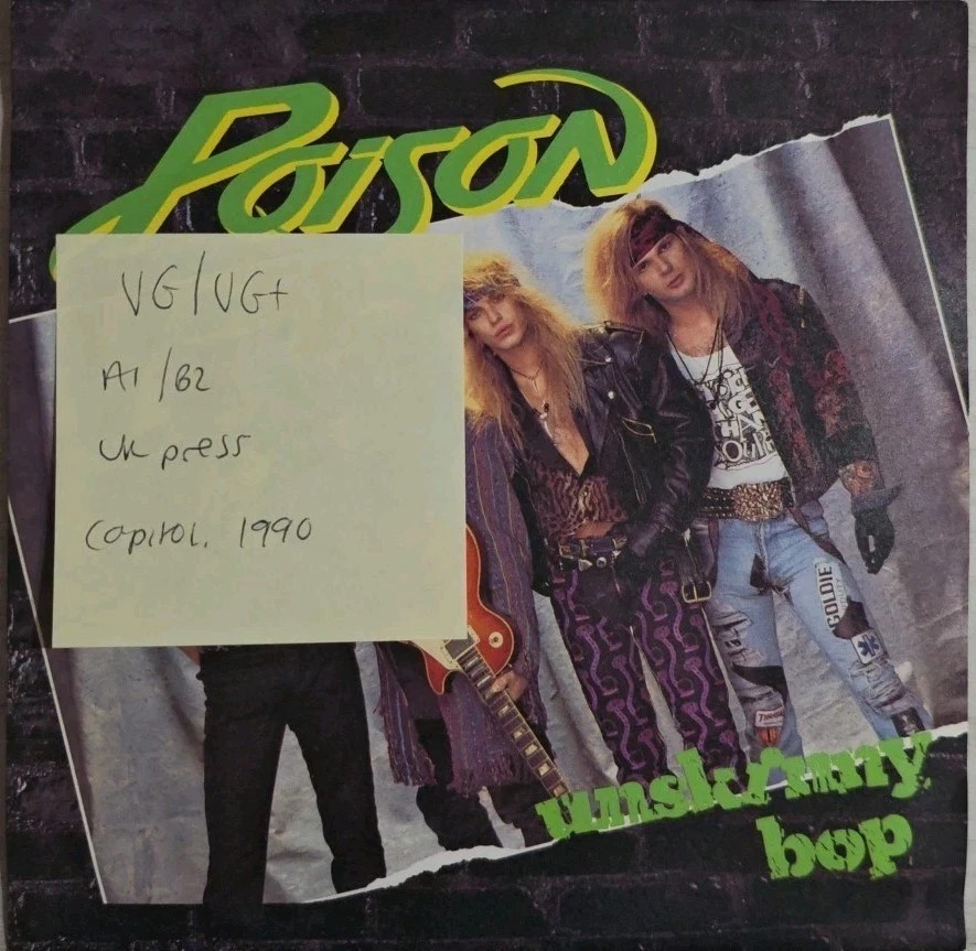Poison Unskinny Bop Vinyl Record 7" VG/VG+ CL582 1990 sleeve Poison Unskinny Bop Vinyl Record 7" VG/VG+ CL582 1990 sleeve