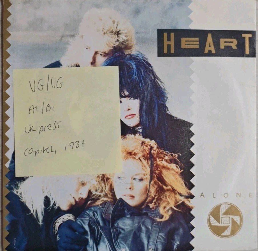 Heart Alone Vinyl Record 7" VG/VG CL448 1987 sleeve Heart Alone Vinyl Record 7" VG/VG CL448 1987 sleeve