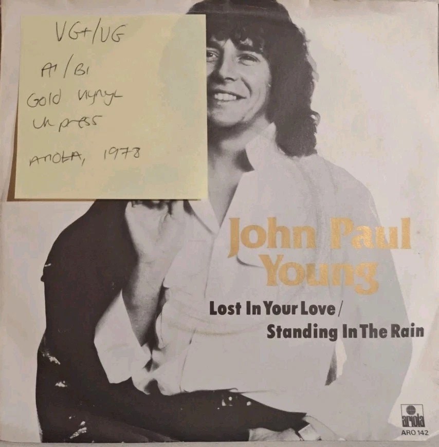 John Paul Young Lost In Your Love Gold Vinyl Record 7" VG+/VG ARO142 1978 sleeve John Paul Young Lost In Your Love Gold Vinyl Record 7" VG+/VG ARO142 1978 sleeve