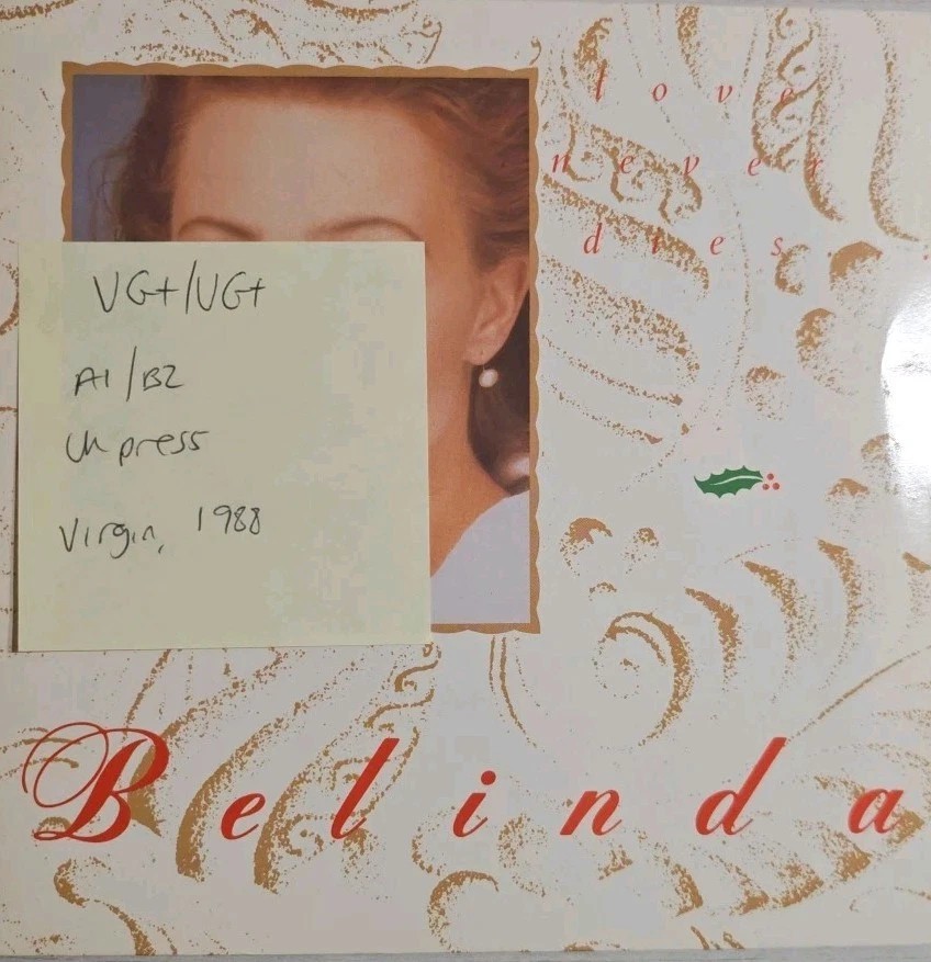 Belinda Carlisle Love Never Dies Vinyl Record 7" VG+/VG+ VS1150 1988 sleeve Belinda Carlisle Love Never Dies Vinyl Record 7" VG+/VG+ VS1150 1988 sleeve