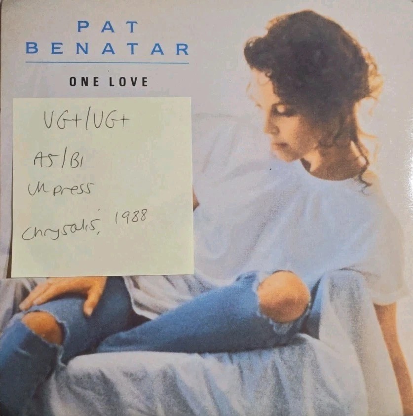 Pat Benatar One Love Vinyl Record 7" VG+/VG+ PAT7 1988 sleeve Pat Benatar One Love Vinyl Record 7" VG+/VG+ PAT7 1988 sleeve