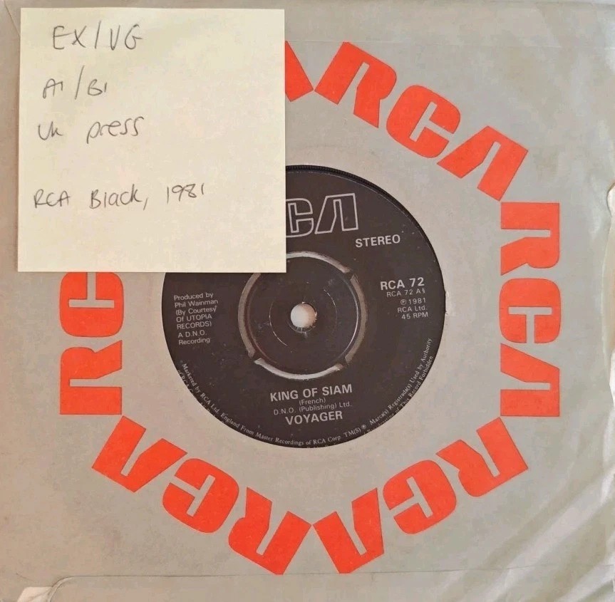 Voyager King Of Siam Vinyl Record 7" EX/VG RCA72 1981 sleeve Voyager King Of Siam Vinyl Record 7" EX/VG RCA72 1981 sleeve