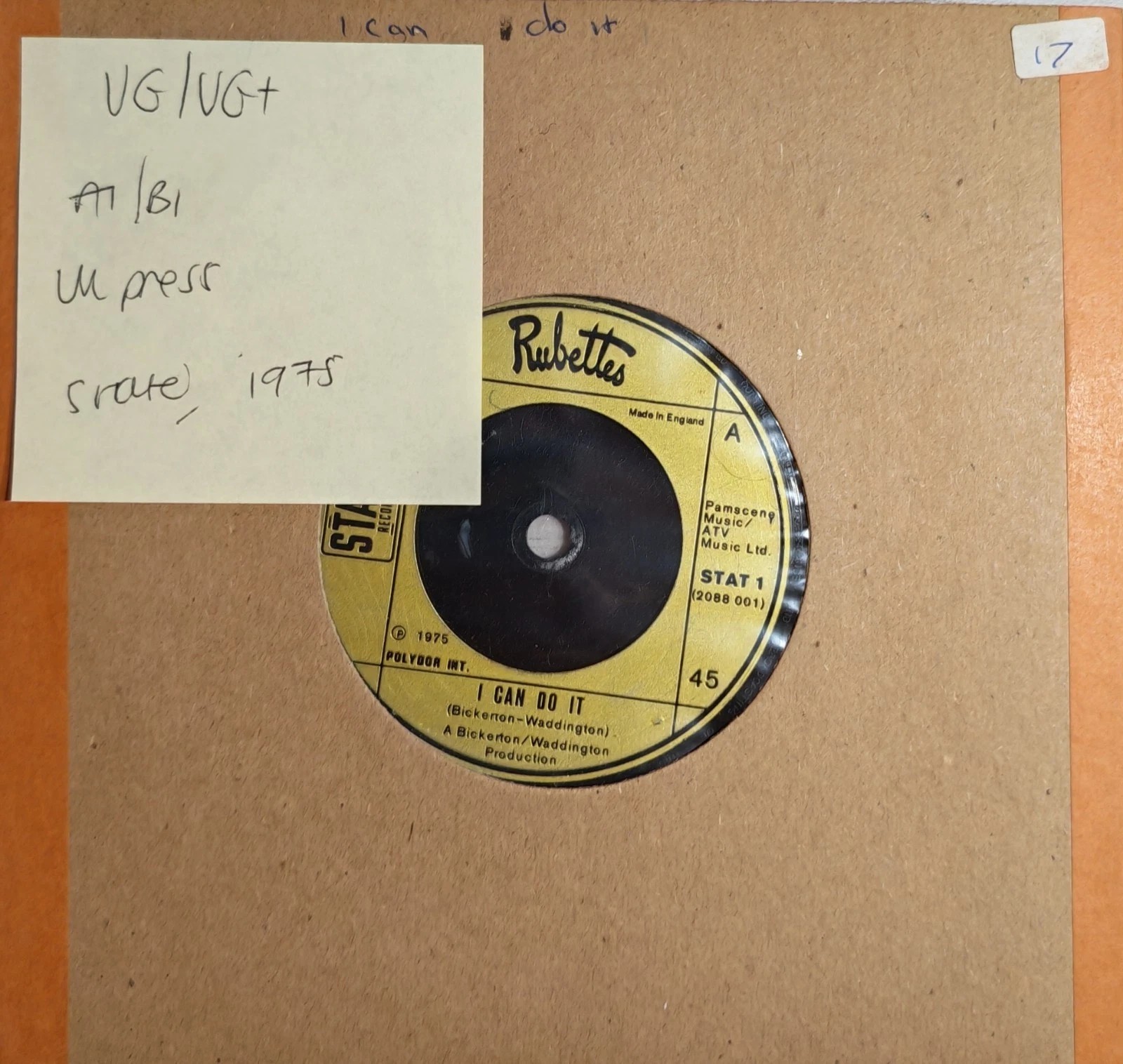 The Rubettes I Can Do It Vinyl Record 7" VG/VG+ STAT 1 1975 sleeve The Rubettes I Can Do It Vinyl Record 7" VG/VG+ STAT 1 1975 sleeve