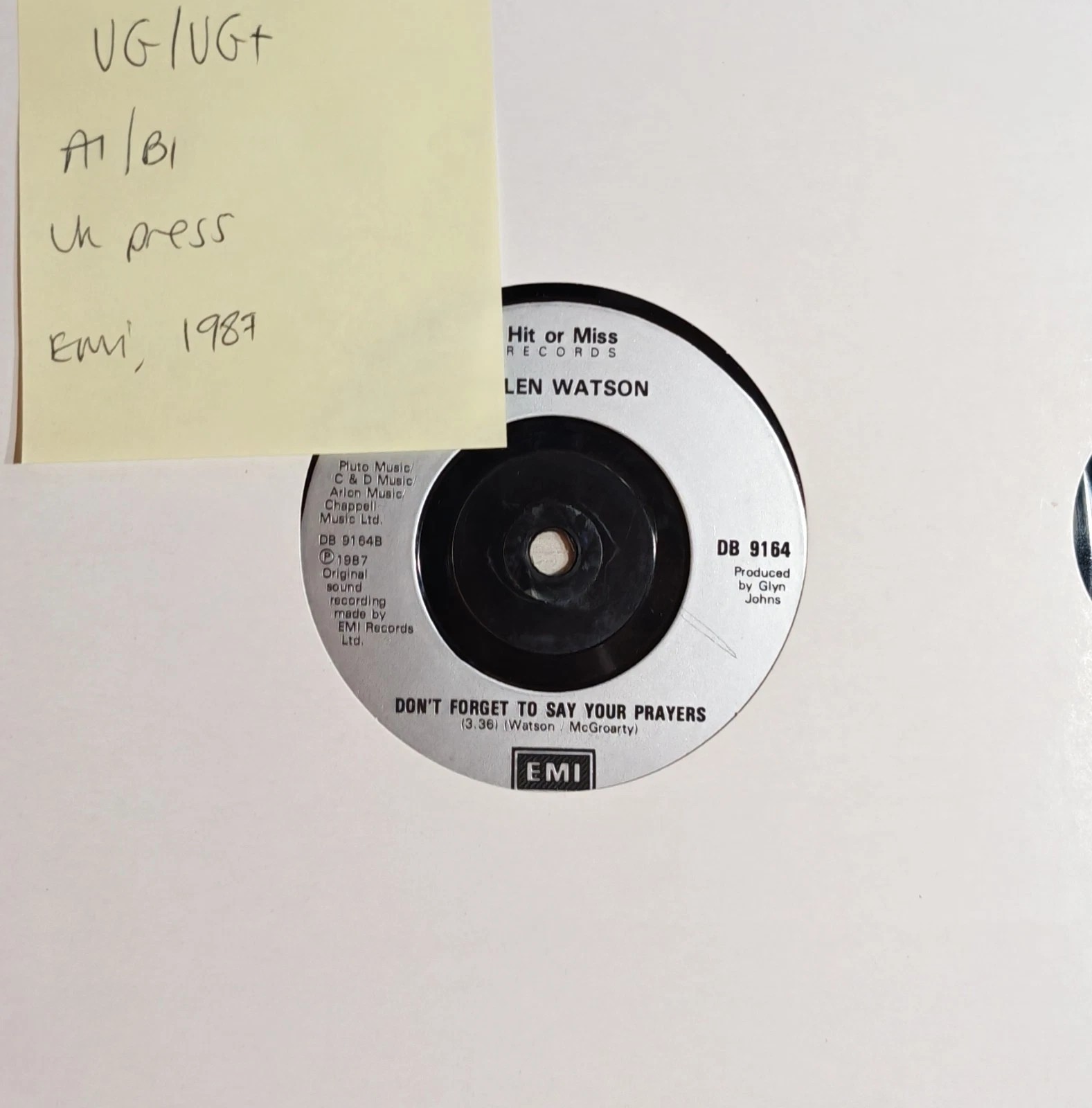 Helen Watson I'm Jealous Dear Vinyl Record 7" VG/VG+ DB9164 1987 sleeve Helen Watson I'm Jealous Dear Vinyl Record 7" VG/VG+ DB9164 1987 sleeve
