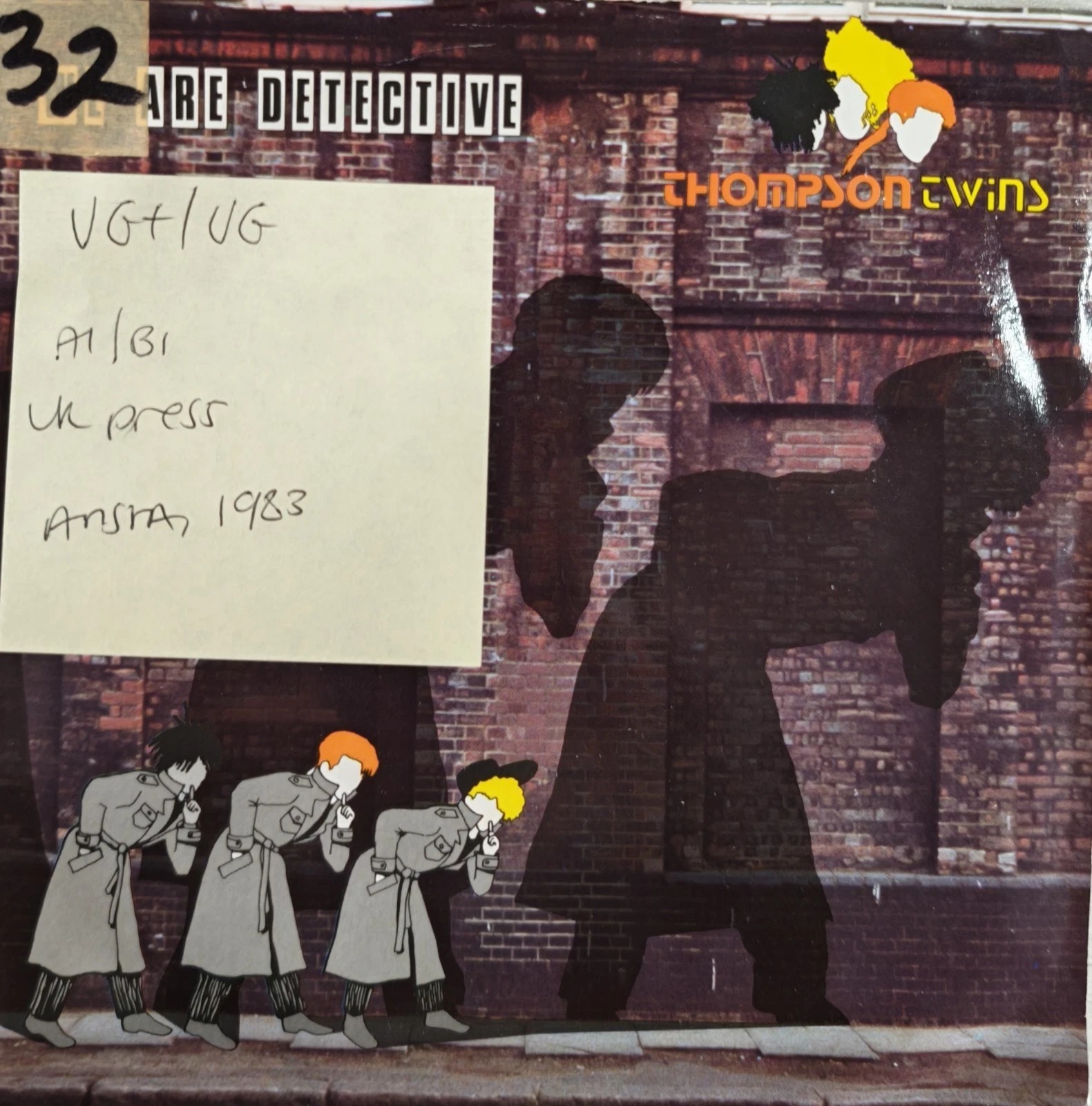 Thompson Twins We Are Detective / Lucky Day Vinyl Record 7" VG+/VG ARIST526 1983 sleeve Thompson Twins We Are Detective / Lucky Day Vinyl Record 7" VG+/VG ARIST526 1983 sleeve