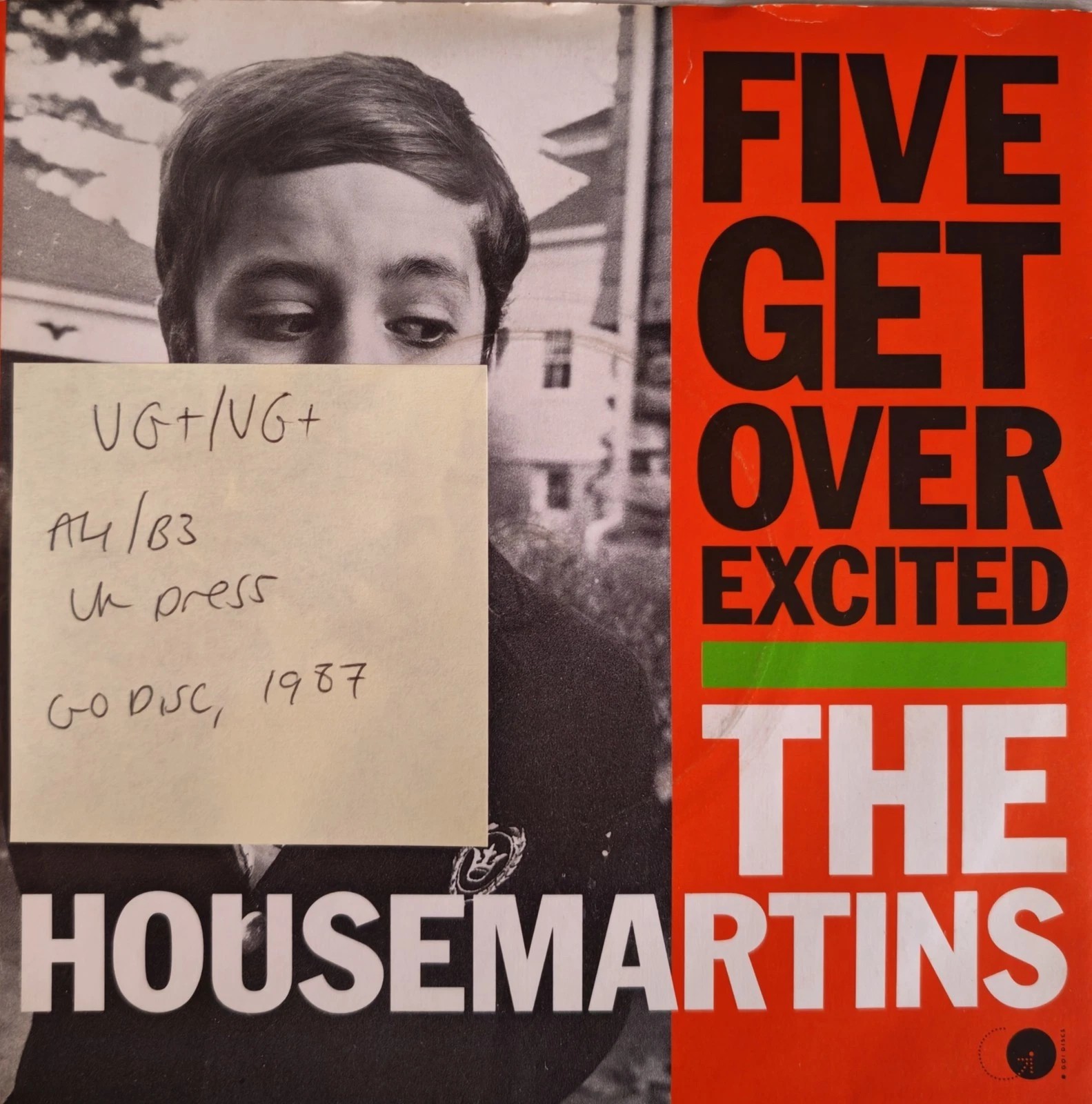The Housemartins Five Get Over Excited Vinyl Record 7" VG+/VG+ GOD 18 1987 sleeve The Housemartins Five Get Over Excited Vinyl Record 7" VG+/VG+ GOD 18 1987 sleeve