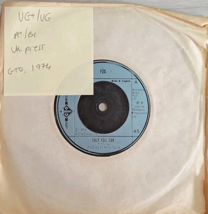Fox Only You Can Vinyl Record 7" VG+/VG GT8 1974 sleeve Fox Only You Can Vinyl Record 7" VG+/VG GT8 1974 sleeve