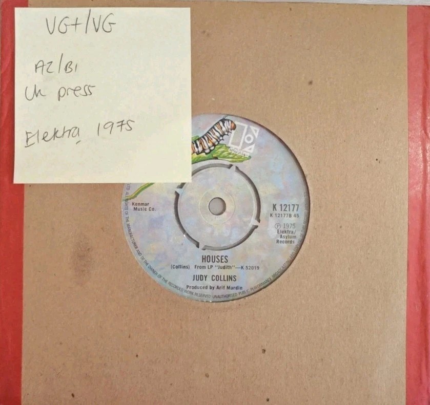 Judy Collins Send In The Clowns/Houses Vinyl Record 7" VG+/VG K 12177 1975 sleeve Judy Collins Send In The Clowns/Houses Vinyl Record 7" VG+/VG K 12177 1975 sleeve