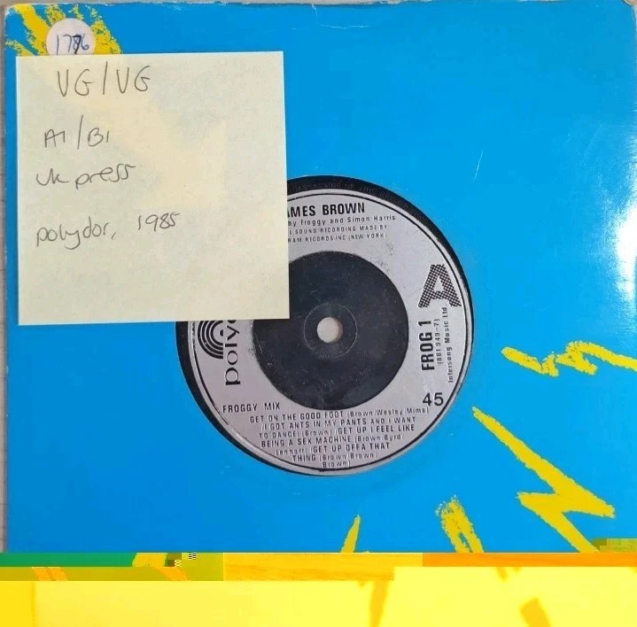 James Brown Froggy Mix Vinyl Record 7" VG/VG FROG1 1985 sleeve James Brown Froggy Mix Vinyl Record 7" VG/VG FROG1 1985 sleeve