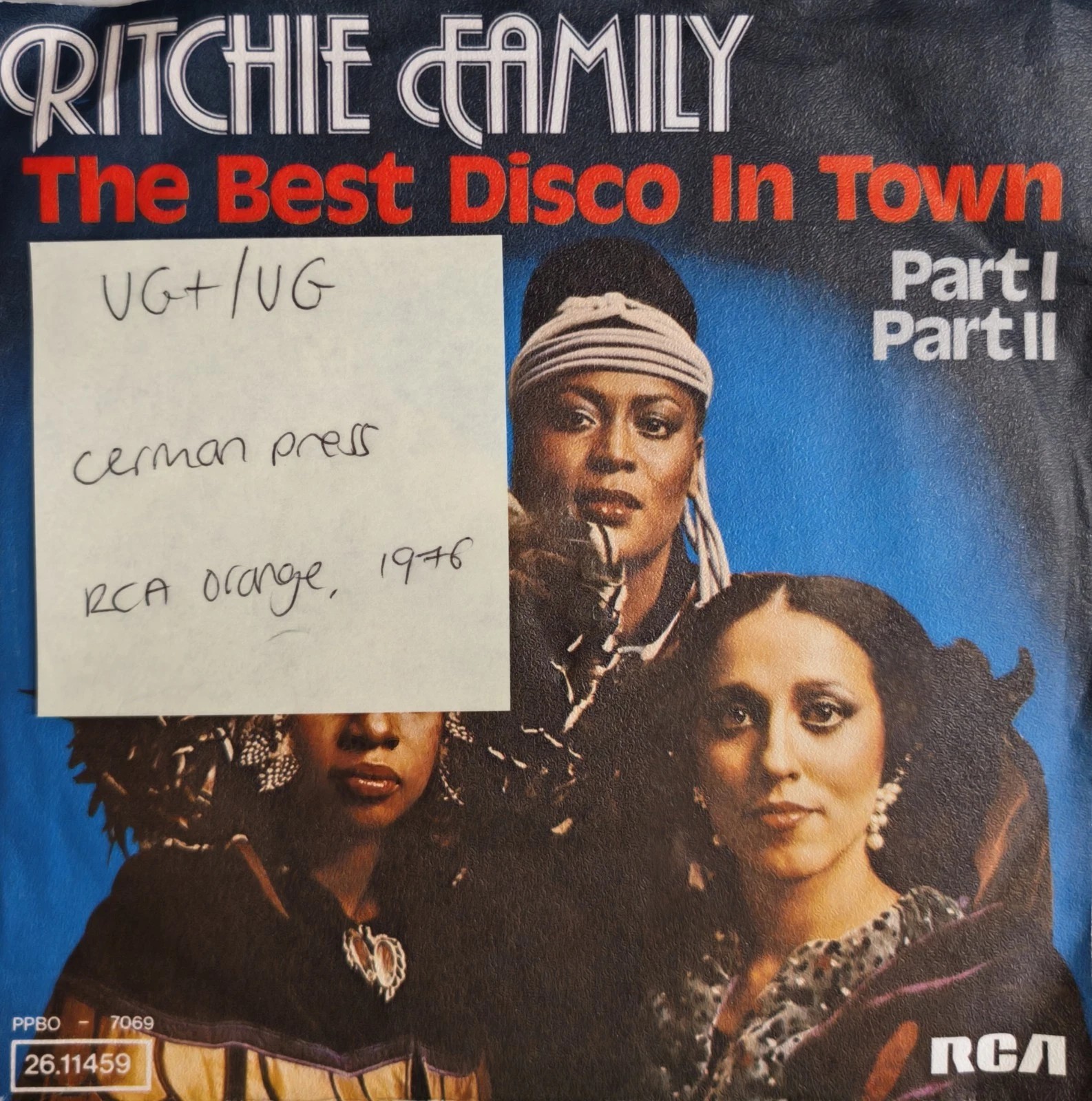 Ritchie Family The Best Disco In Town Part 1 &2 Vinyl Record 7" VG+/VG PPBO-7069 sleeve Ritchie Family The Best Disco In Town Part 1 &2 Vinyl Record 7" VG+/VG PPBO-7069 sleeve