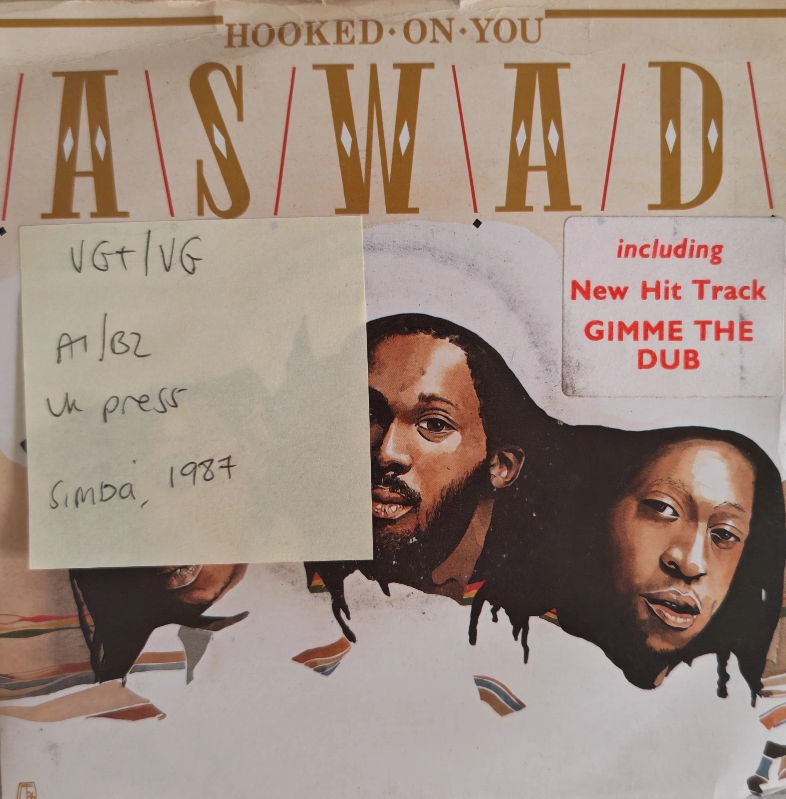 Aswad Hooked On You Vinyl Record 7" VG+/VG SIM104 1987 sleeve Aswad Hooked On You Vinyl Record 7" VG+/VG SIM104 1987 sleeve