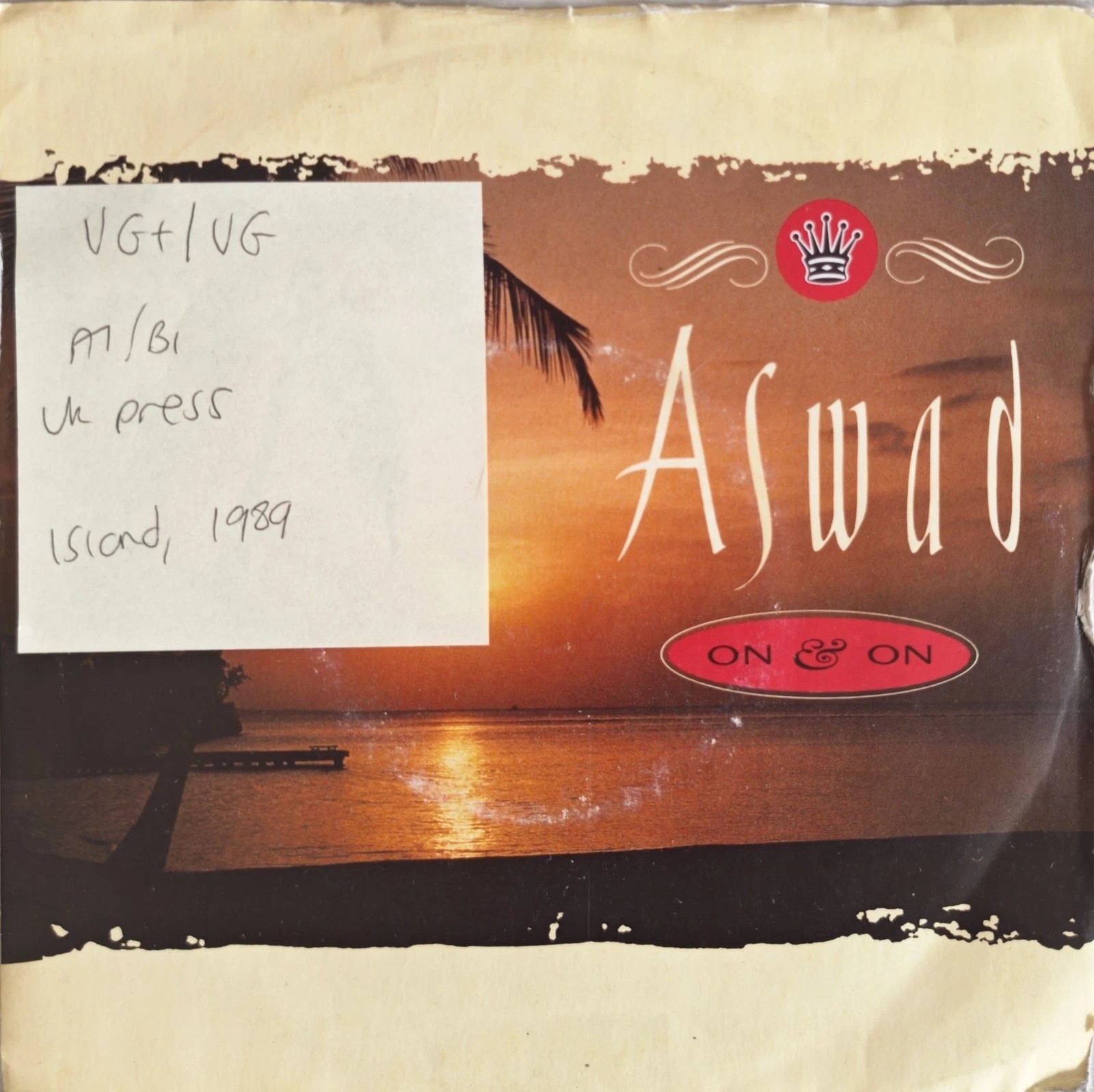 Aswad On And On Vinyl Record 7" VG+/VG MNG 708 1989 sleeve Aswad On And On Vinyl Record 7" VG+/VG MNG 708 1989 sleeve