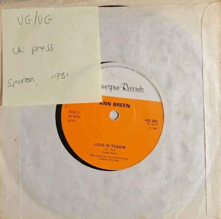 Ann Breen Love Is Teasin Vinyl Record 7" VG/VG HS052 1981 sleeve Ann Breen Love Is Teasin Vinyl Record 7" VG/VG HS052 1981 sleeve