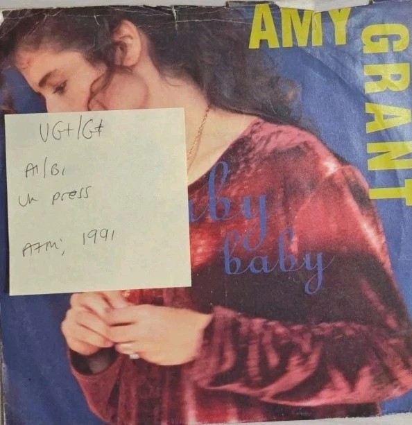 Amy Grant Baby Baby Vinyl Record 7" VG+/G+ AM 727 1991 sleeve Amy Grant Baby Baby Vinyl Record 7" VG+/G+ AM 727 1991 sleeve
