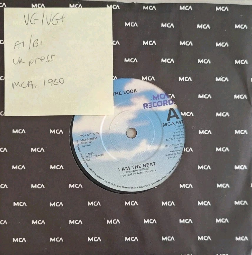 The Look I Am The Beat Vinyl Record 7" VG/VG+ MCA 647 1980 sleeve The Look I Am The Beat Vinyl Record 7" VG/VG+ MCA 647 1980 sleeve
