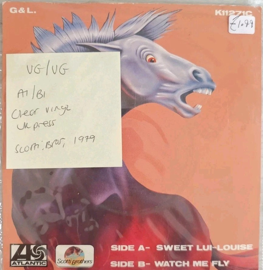 Ironhorse Sweet Lui-Louise/ Watch Me Fly Clear Vinyl Record 7" VG/VG K11271 1979 sleeve Ironhorse Sweet Lui-Louise/ Watch Me Fly Clear Vinyl Record 7" VG/VG K11271 1979 sleeve