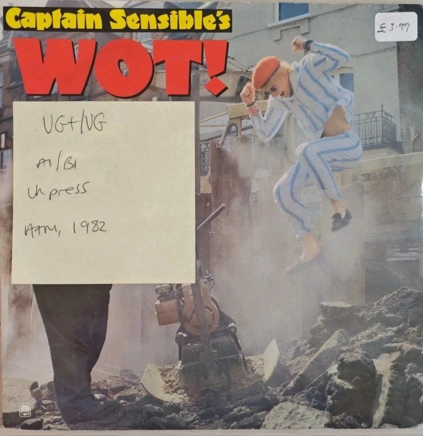 Captain Sensible's Wot Vinyl Record 7" VG+/VG CAP 2 1982 sleeve Captain Sensible's Wot Vinyl Record 7" VG+/VG CAP 2 1982 sleeve