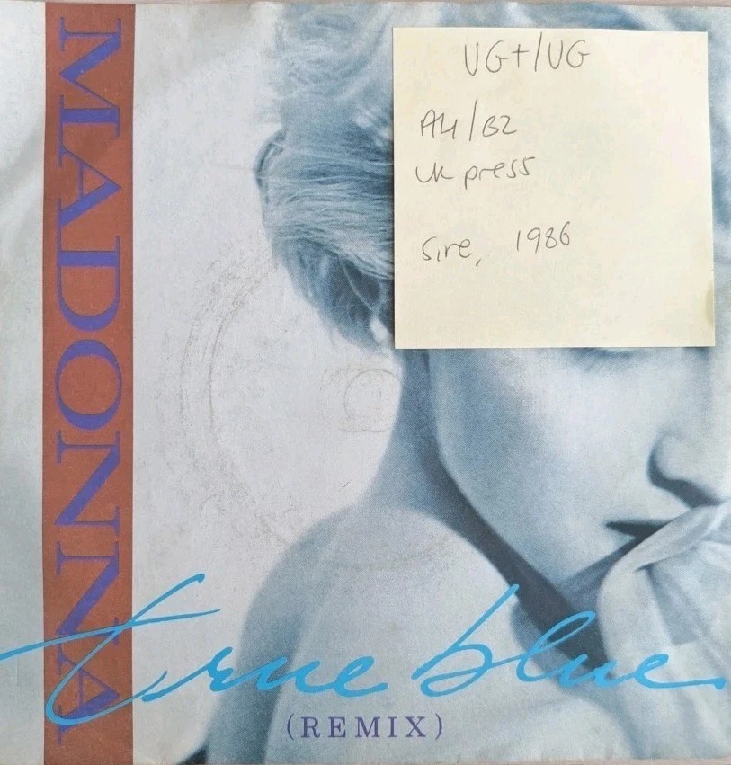 Madonna True Blue Vinyl Record 7" VG+/VG W8550 1986 sleeve Madonna True Blue Vinyl Record 7" VG+/VG W8550 1986 sleeve