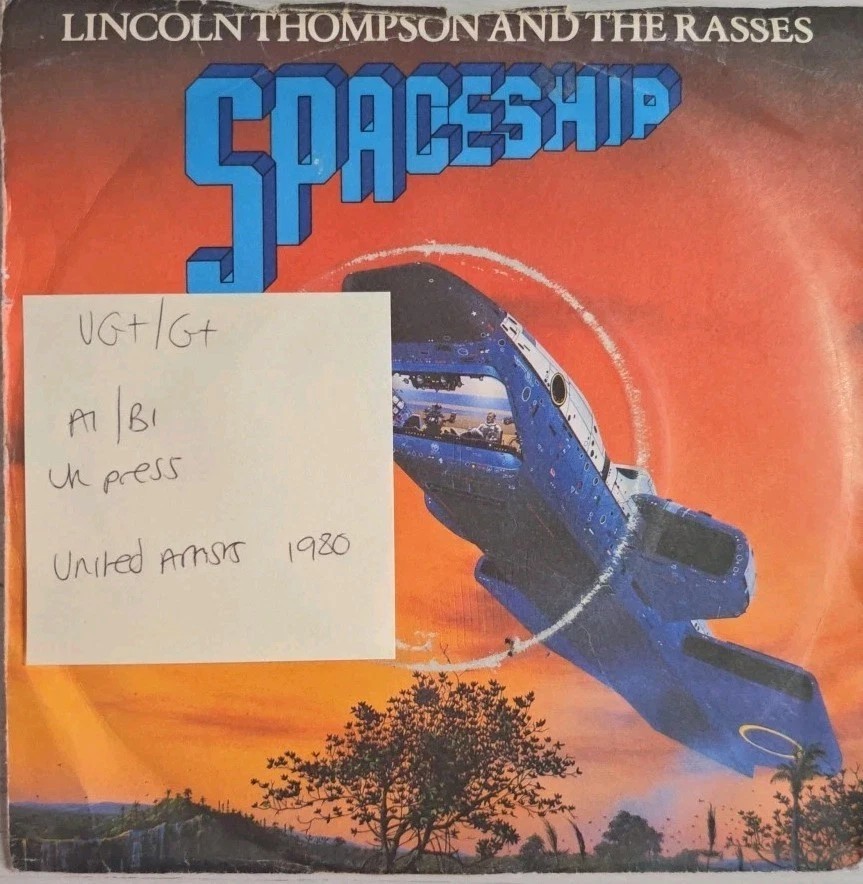 Lincoln Thompson And The Rasses Spaceship Vinyl Record 7" VG+/G+ BP 369 1980 sleeve Lincoln Thompson And The Rasses Spaceship Vinyl Record 7" VG+/G+ BP 369 1980 sleeve
