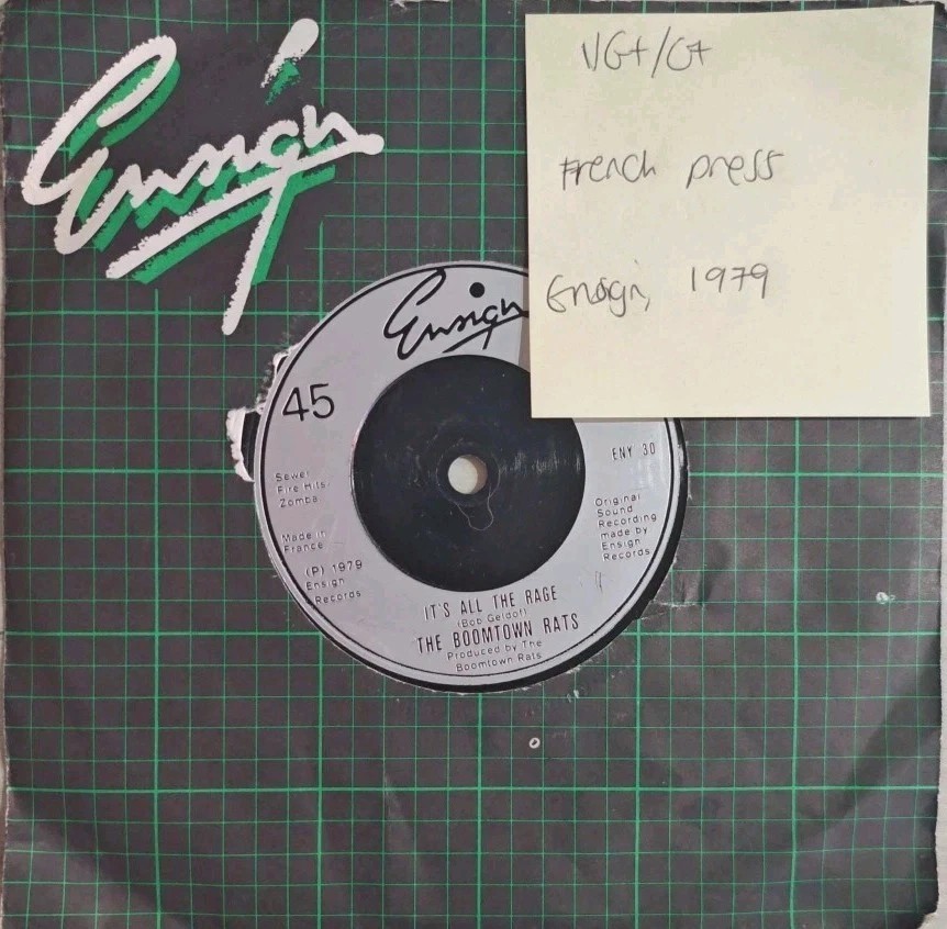 The Boomtown Rats I don't Like Mondays Vinyl Record 7" VG+/G+ ENY 30 1979 sleeve The Boomtown Rats I don't Like Mondays Vinyl Record 7" VG+/G+ ENY 30 1979 sleeve