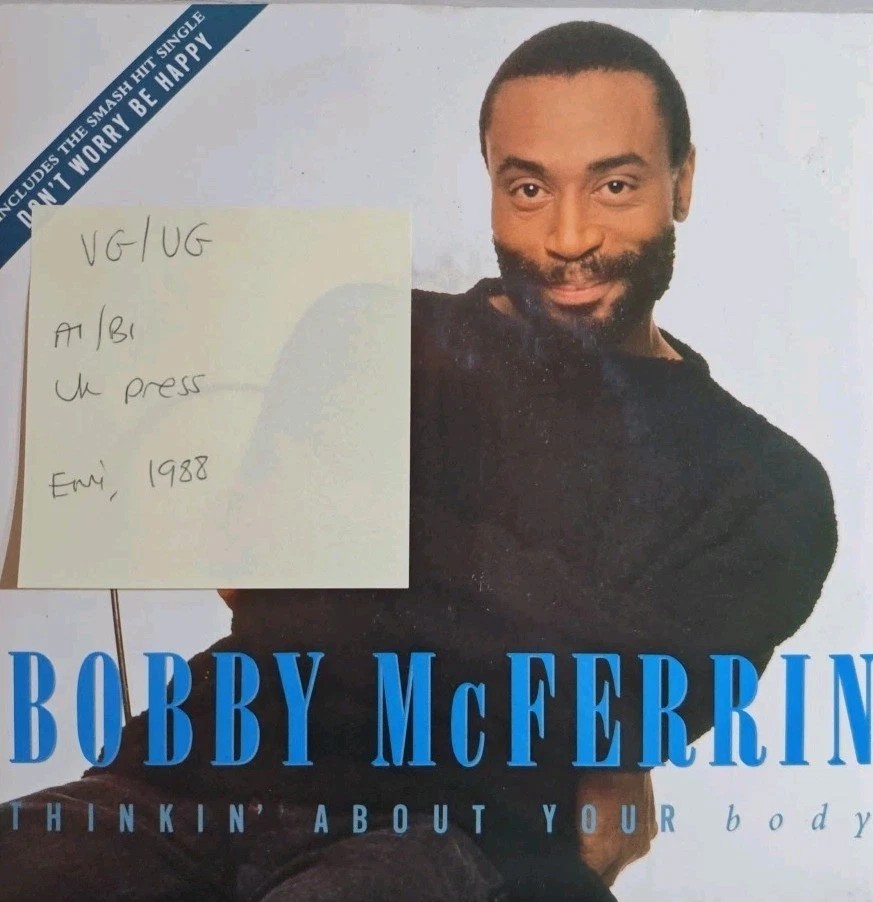 Bobby McFerrin Thinkin' About Your Body Vinyl Record 7" VG/VG BLUE6 1988 sleeve Bobby McFerrin Thinkin' About Your Body Vinyl Record 7" VG/VG BLUE6 1988 sleeve