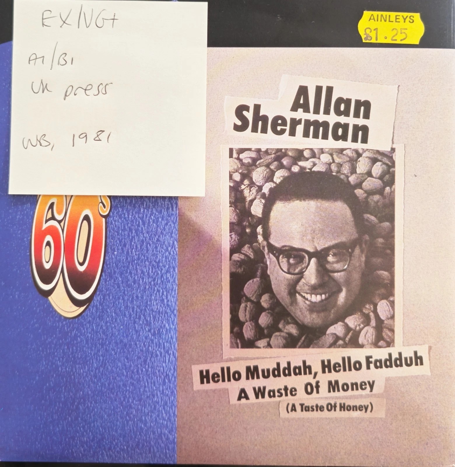 Allan Sherman Hello Mudduh, Hello Fadduh Vinyl Record 7" EX/VG+ K16691 1981 sleeve Allan Sherman Hello Mudduh, Hello Fadduh Vinyl Record 7" EX/VG+ K16691 1981 sleeve