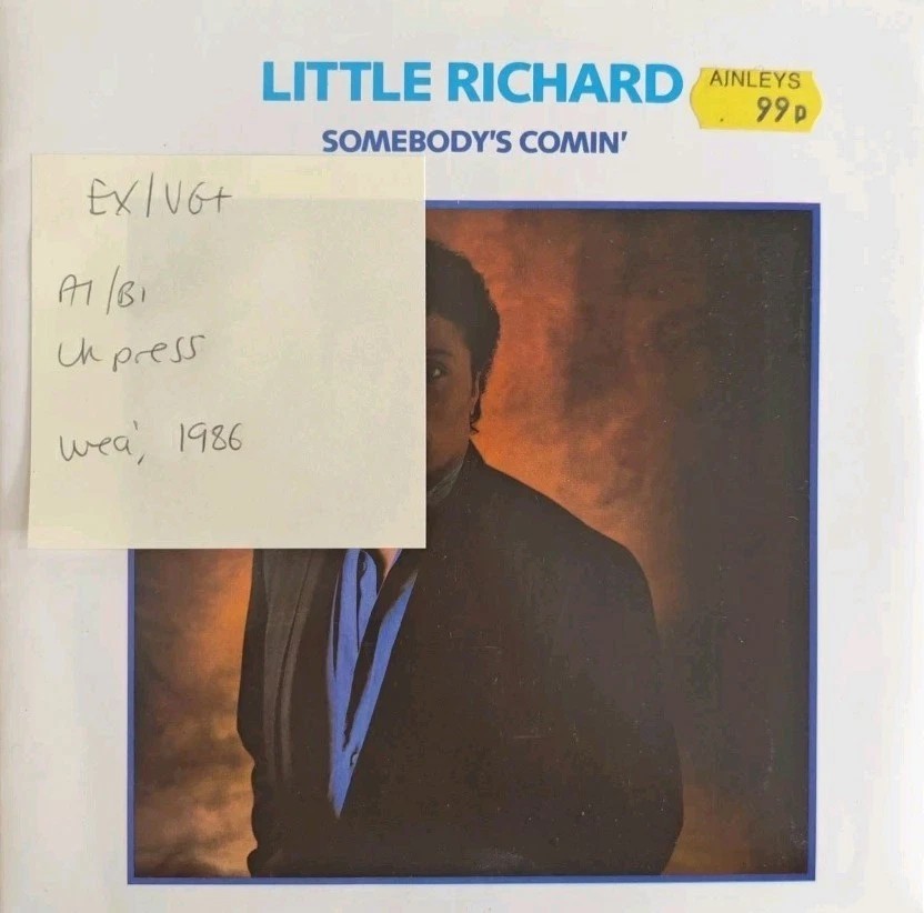 Little Richard Somebody's Comin' Vinyl Record 7" EX/VG+ YZ98 1986 sleeve Little Richard Somebody's Comin' Vinyl Record 7" EX/VG+ YZ98 1986 sleeve