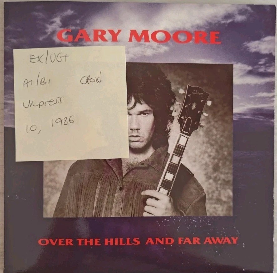 Gary Moore Over The Hills And Far Away Vinyl Record 7" EX/VG+ TENG134 1986 sleeve Gary Moore Over The Hills And Far Away Vinyl Record 7" EX/VG+ TENG134 1986 sleeve