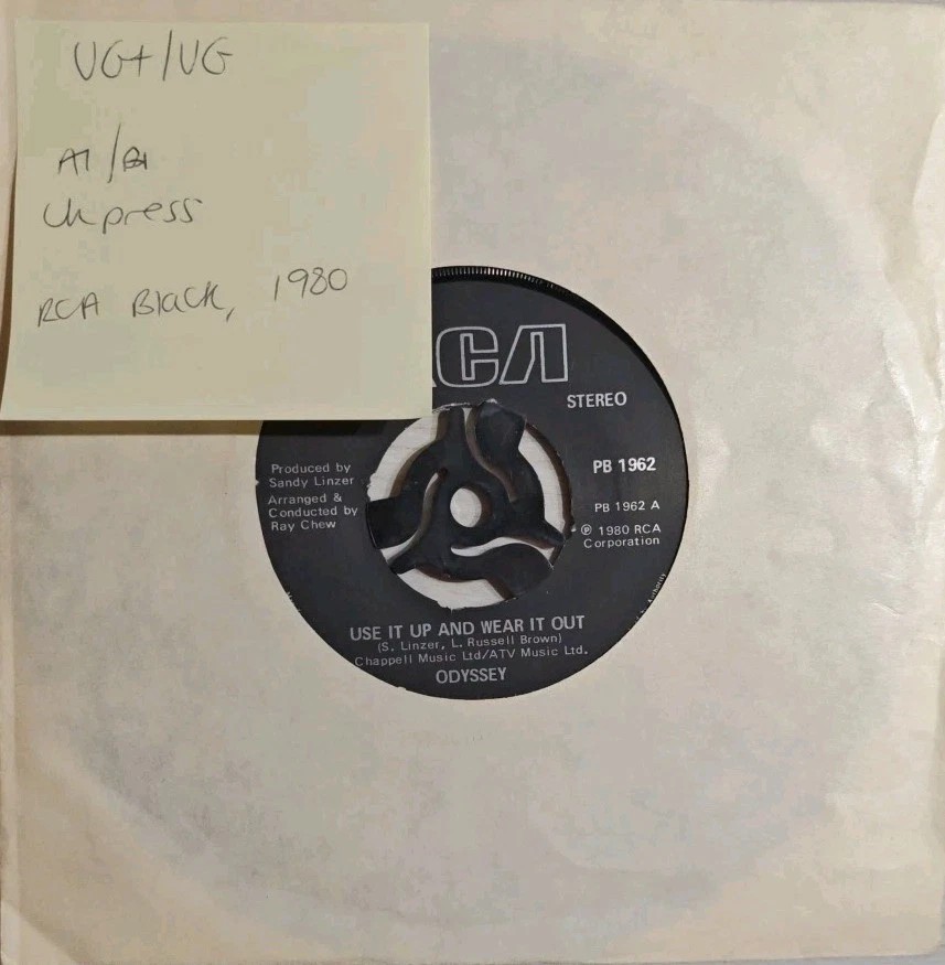 Odyssey Use It Up and Wear It Out Vinyl Record 7" VG+/VG PB1962 1980 sleeve Odyssey Use It Up and Wear It Out Vinyl Record 7" VG+/VG PB1962 1980 sleeve