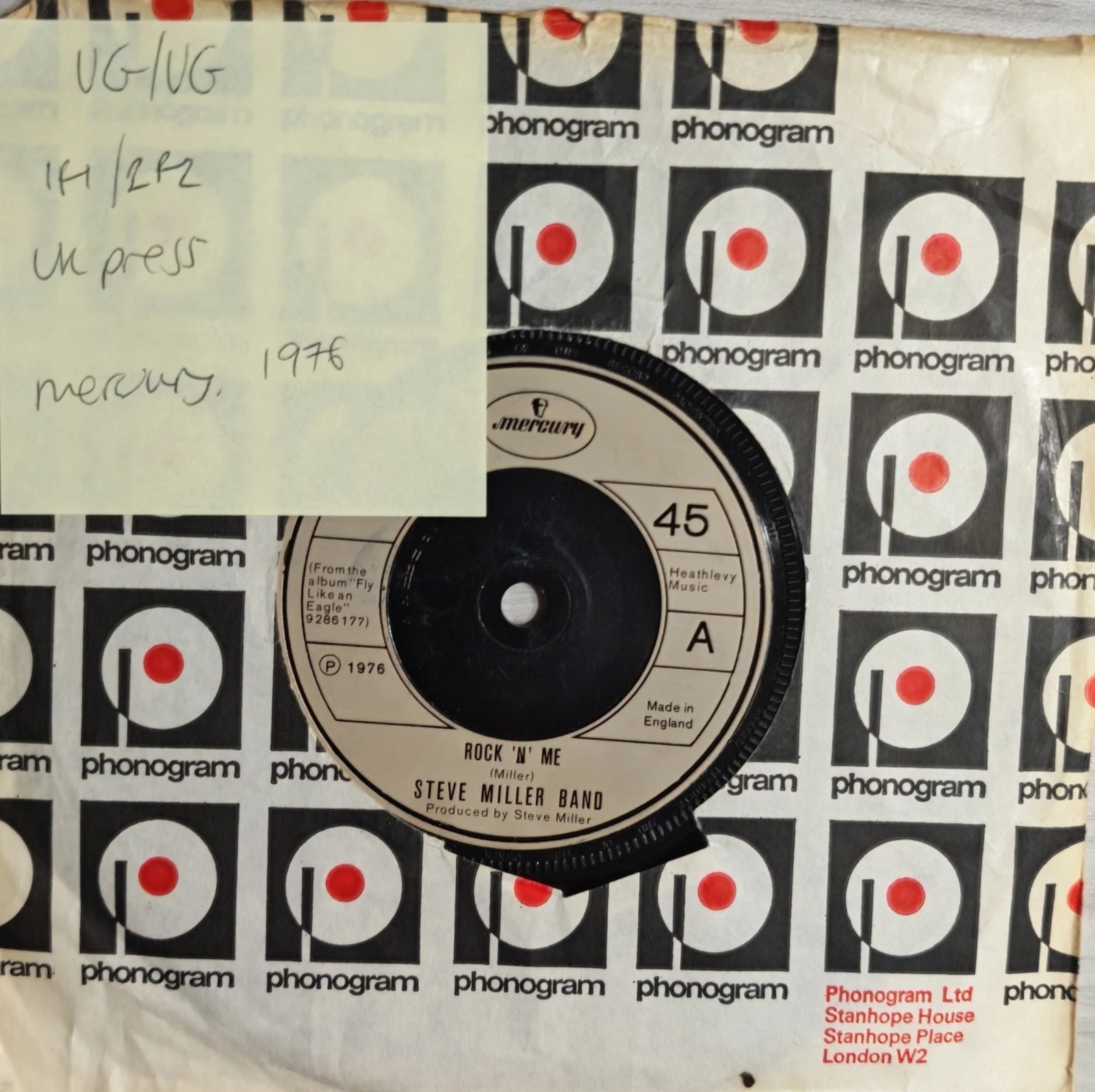 Steve Miller Band Rock N Me Vinyl Record 7" VG/VG 6078804 1977 sleeve Steve Miller Band Rock N Me Vinyl Record 7" VG/VG 6078804 1977 sleeve