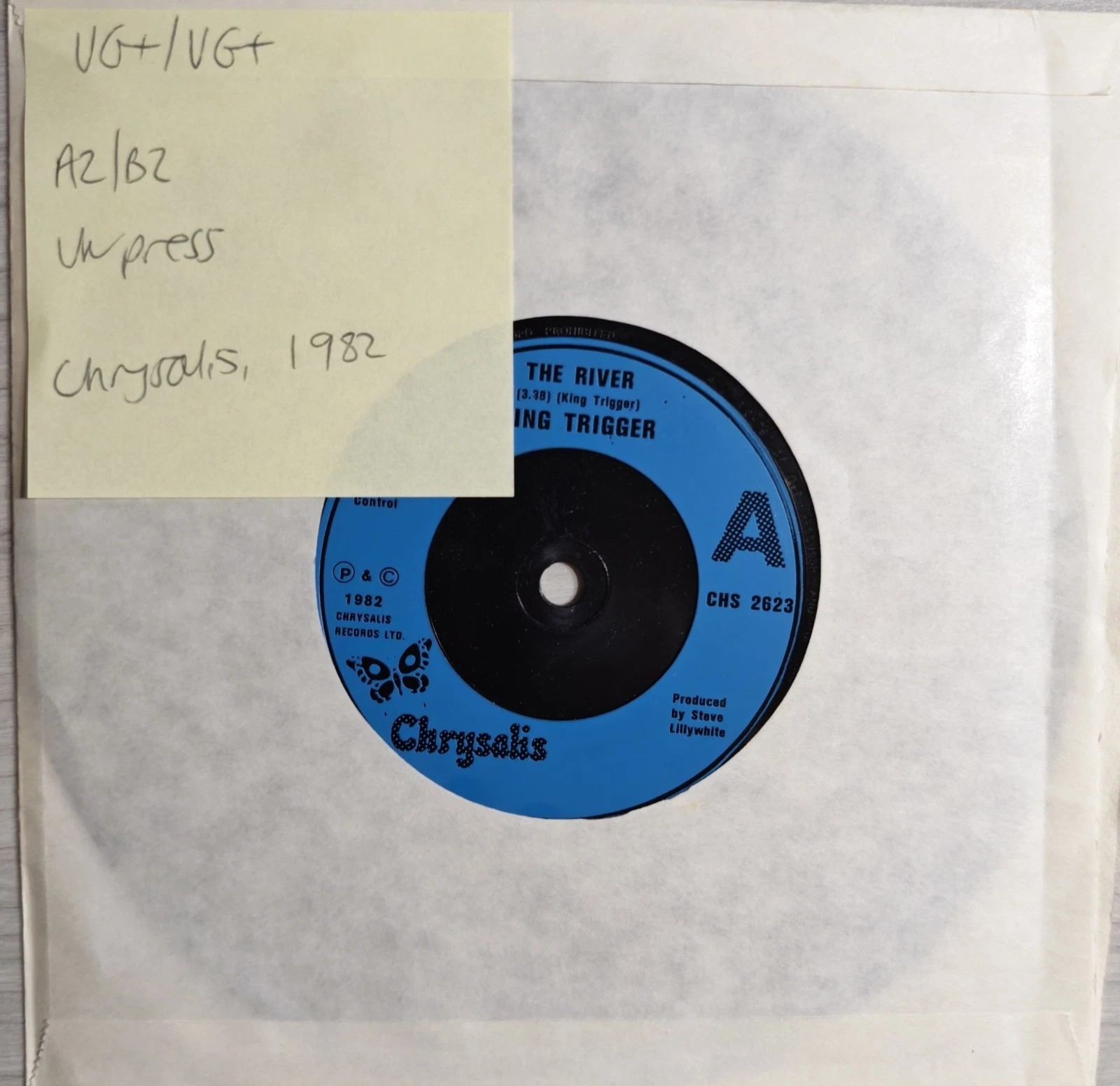 King Trigger River Vinyl Record 7" VG+/VG+ CHS 2623 1982 sleeve King Trigger River Vinyl Record 7" VG+/VG+ CHS 2623 1982 sleeve