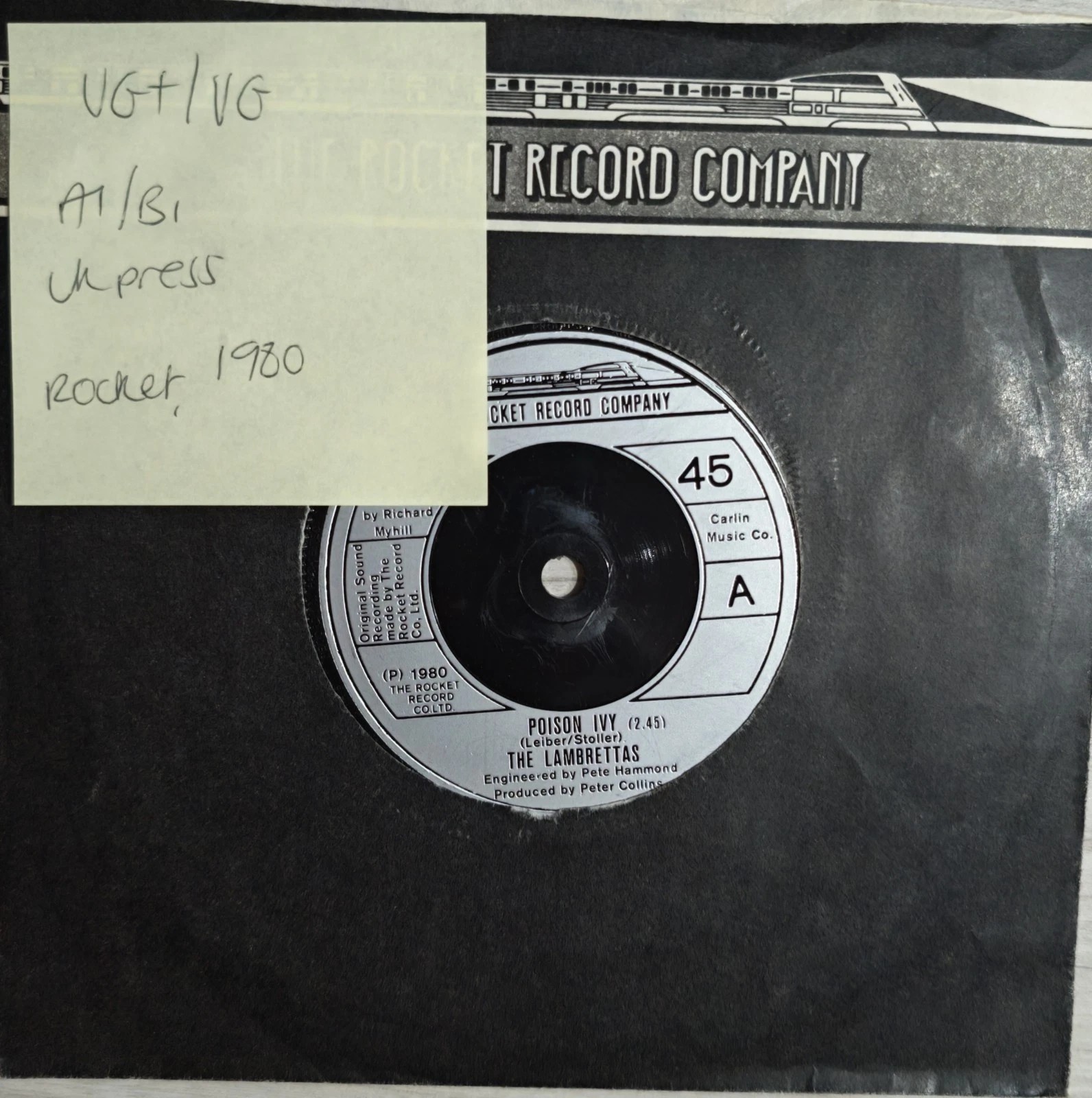 The Lambrettas Poison Ivy Vinyl Record 7" VG+/VG XPRES25 1980 sleeve The Lambrettas Poison Ivy Vinyl Record 7" VG+/VG XPRES25 1980 sleeve