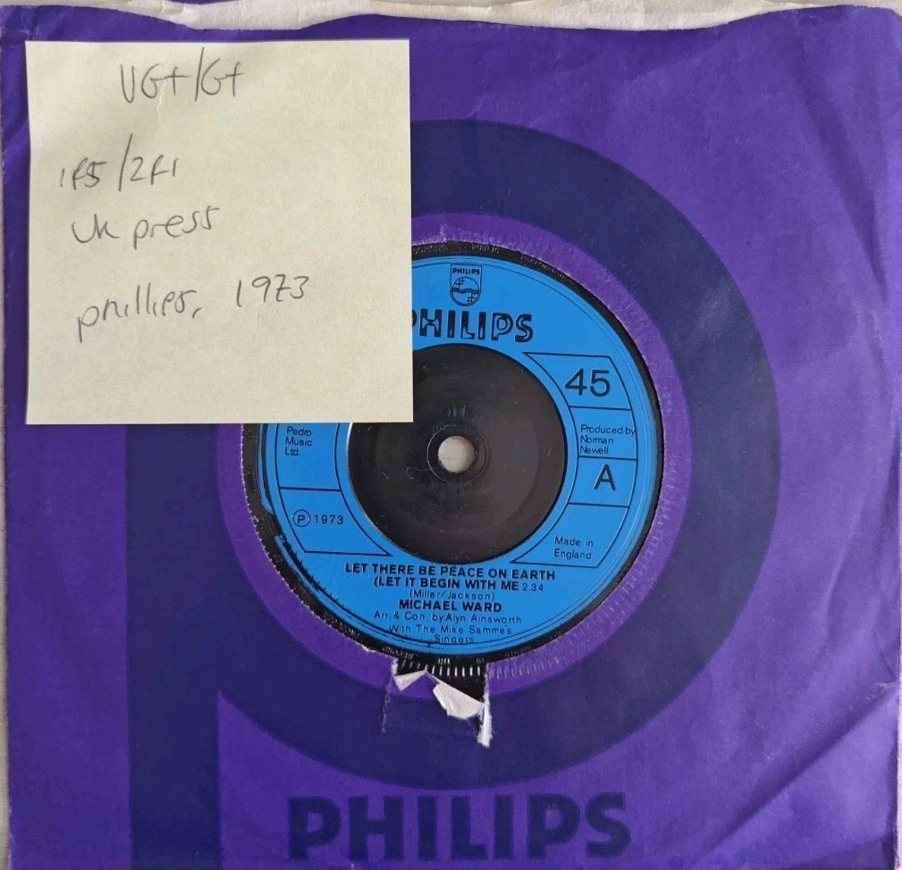 Michael Ward Let There Be Peace On Earth Vinyl Record 7" VG+/G+ 6006340 1973 sleeve Michael Ward Let There Be Peace On Earth Vinyl Record 7" VG+/G+ 6006340 1973 sleeve