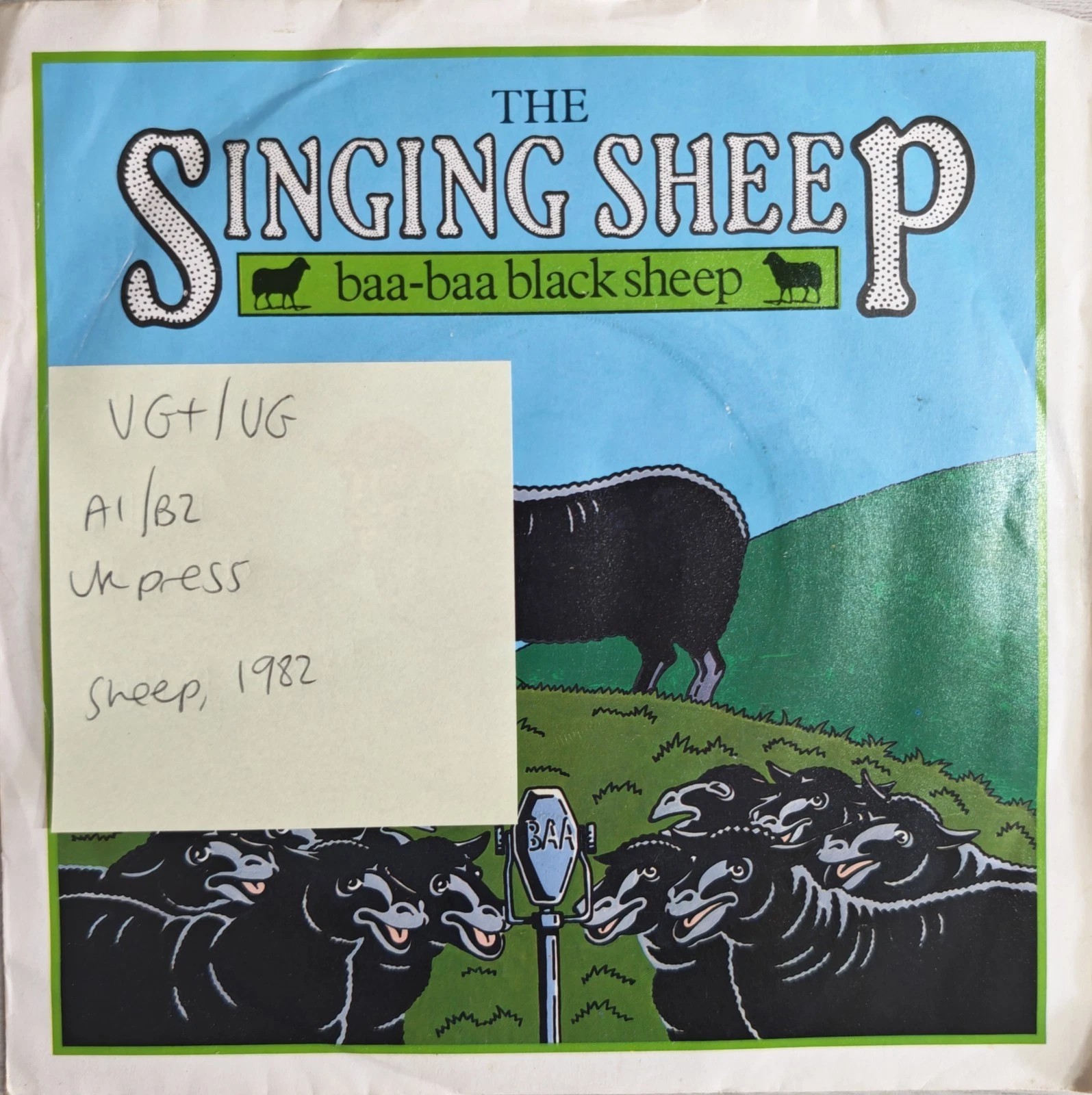 The Singing Sheep Baa Baa Black Sheep Vinyl Record 7" VG+/VG BAA1 1982 sleeve The Singing Sheep Baa Baa Black Sheep Vinyl Record 7" VG+/VG BAA1 1982 sleeve
