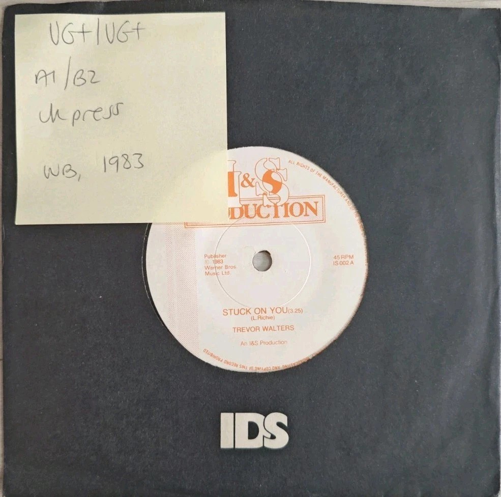 Trevor Walters Stuck On You Vinyl Record 7" VG+/VG+ IS002 1983 sleeve Trevor Walters Stuck On You Vinyl Record 7" VG+/VG+ IS002 1983 sleeve
