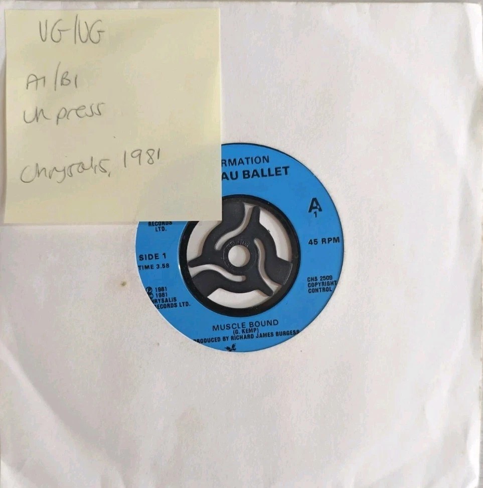 Spandau Ballet Muscle Bound / Glow Vinyl Record 7" VG/VG CHS2509 1981 sleeve Spandau Ballet Muscle Bound / Glow Vinyl Record 7" VG/VG CHS2509 1981 sleeve