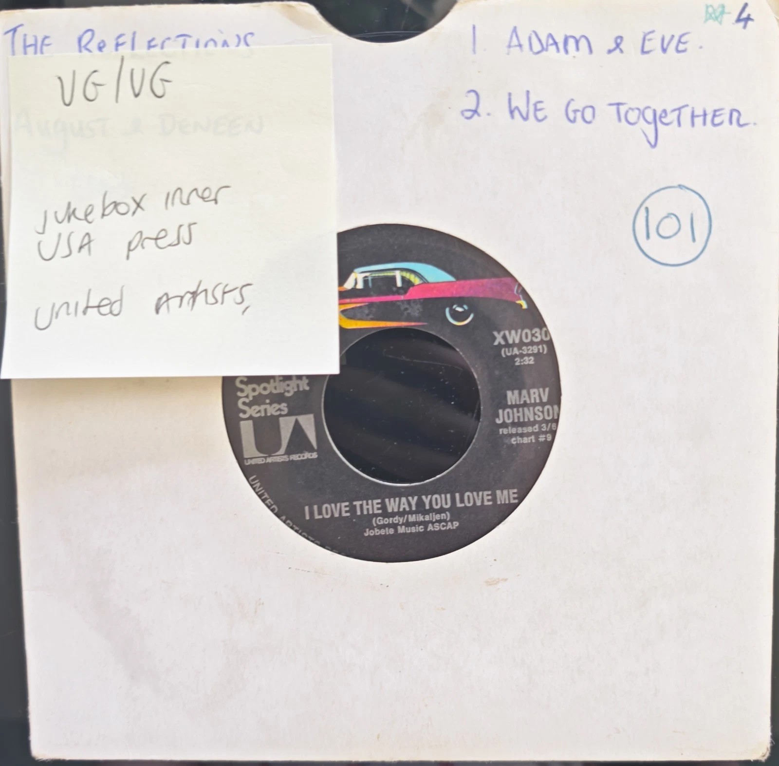Marv Johnson I Love the Way You Love Me Vinyl Record 7" VG/VG XW030 sleeve Marv Johnson I Love the Way You Love Me Vinyl Record 7" VG/VG XW030 sleeve