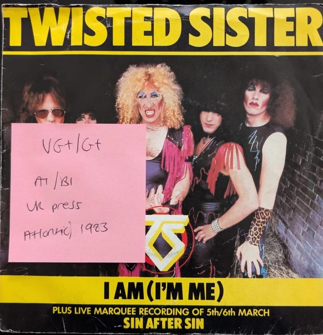 Twisted Sister I Am (I'm Me) Vinyl Record 12" VG+/G+ A9854T 1983 sleeve Twisted Sister I Am (I'm Me) Vinyl Record 12" VG+/G+ A9854T 1983 sleeve
