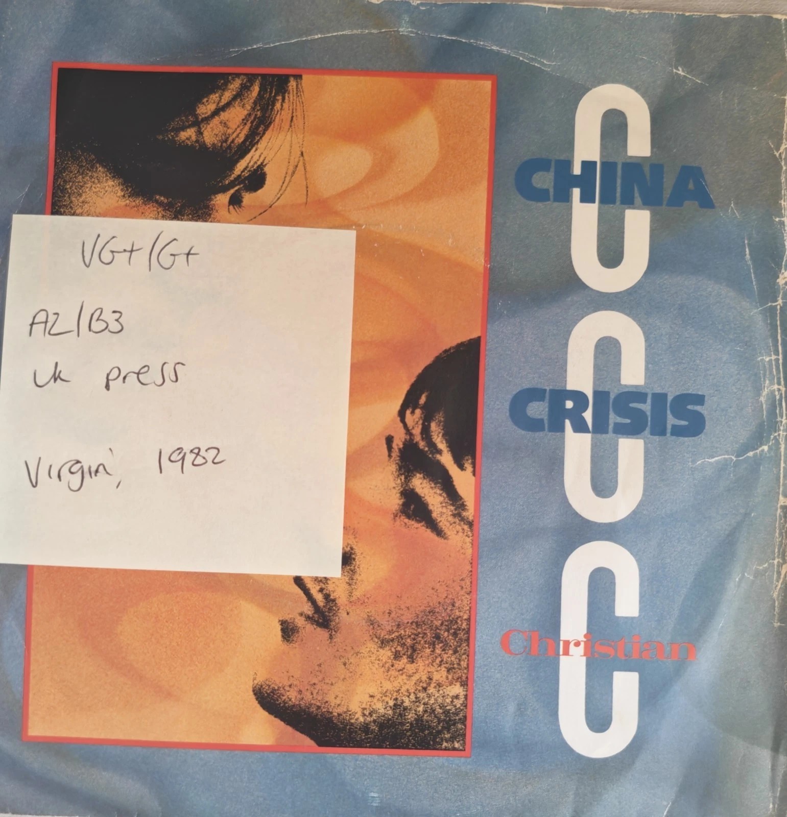 China Crisis Christian Vinyl Record 12" VG+/G+ VS562-12 1982 sleeve China Crisis Christian Vinyl Record 12" VG+/G+ VS562-12 1982 sleeve
