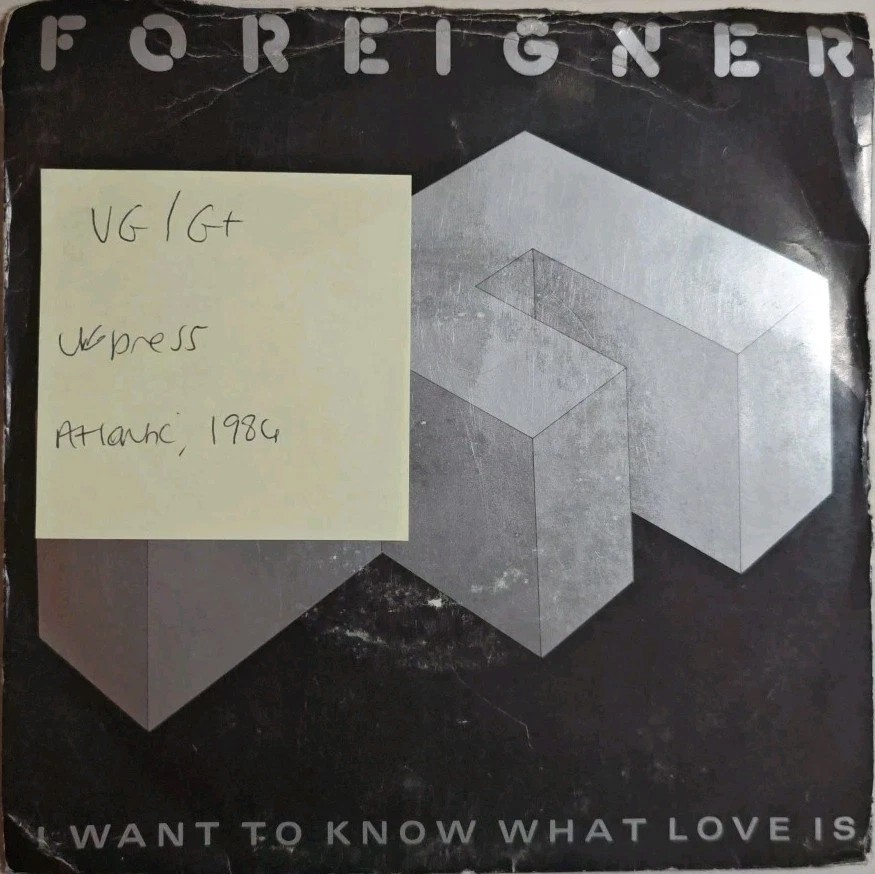 Foreigner I Want To Know What Love Is Vinyl Record 12" VG/G+ A9596T 1984 sleeve Foreigner I Want To Know What Love Is Vinyl Record 12" VG/G+ A9596T 1984 sleeve