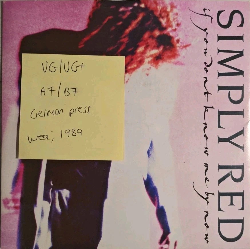 Simply Red If You Don't Know Me By Now Vinyl Record 12" VG/VG+ YZ377T 1989 sleeve Simply Red If You Don't Know Me By Now Vinyl Record 12" VG/VG+ YZ377T 1989 sleeve