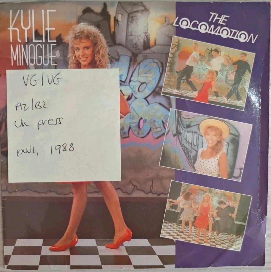 Kylie Minogue The Loco-Motion Vinyl Record 7" VG/VG PWL 14 1988 vinyl record sleeve Kylie Minogue The Loco-Motion Vinyl Record 7" VG/VG PWL 14 1988 vinyl record sleeve