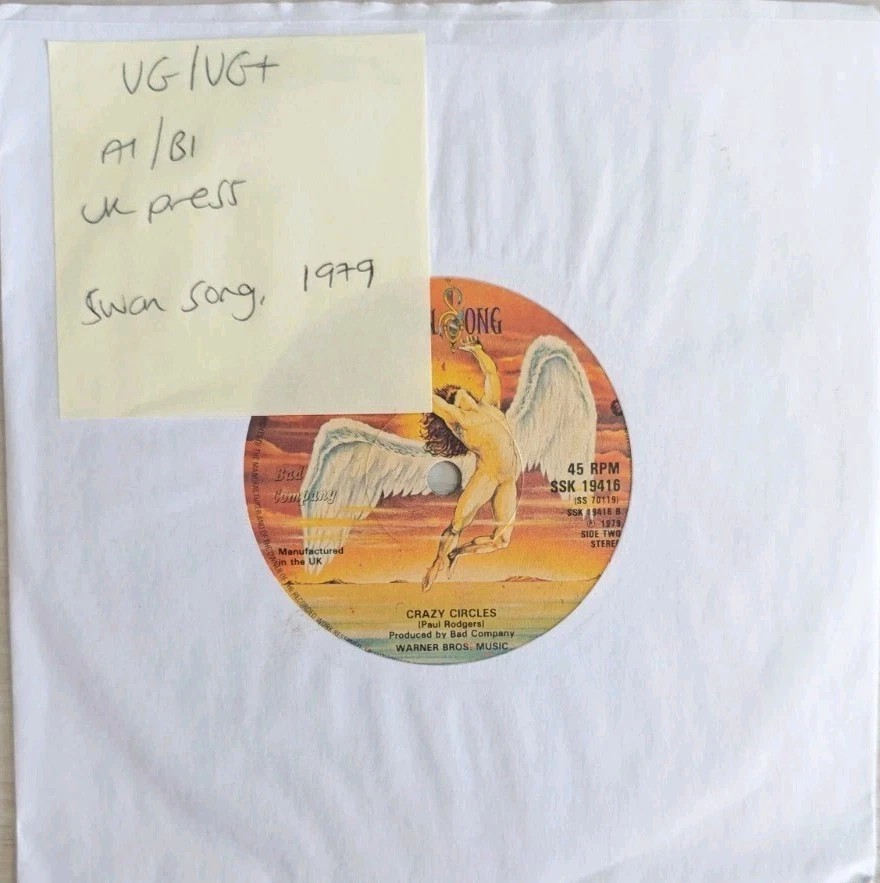Bad Company Rock 'n' Roll Fantasy Vinyl Record 7" VG/VG+ SSK19416 vinyl record sleeve Bad Company Rock 'n' Roll Fantasy Vinyl Record 7" VG/VG+ SSK19416 vinyl record sleeve