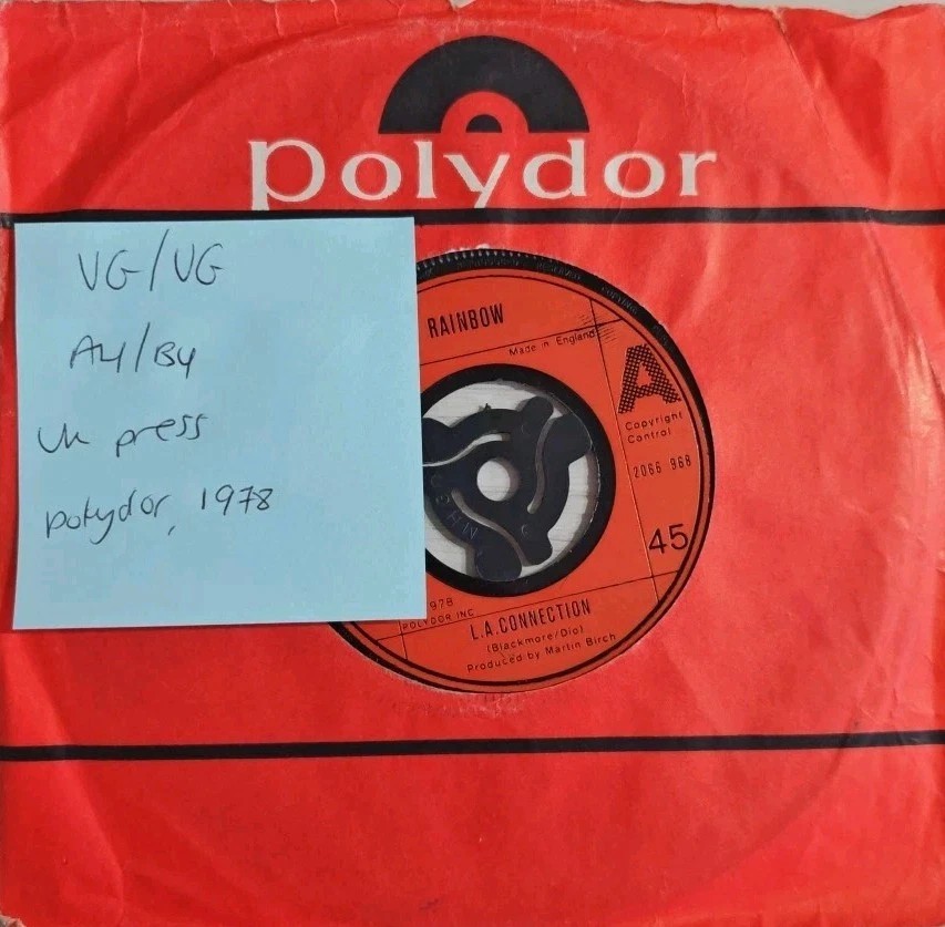 Rainbow L.A. Connection Vinyl Record 7" VG/VG 2066968 1978 vinyl record sleeve Rainbow L.A. Connection Vinyl Record 7" VG/VG 2066968 1978 vinyl record sleeve
