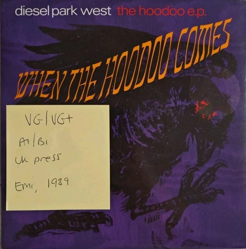 Diesel Park West When The Hoodoo Comes Vinyl Record 7" VG/VG+ FOOD20 1989 vinyl record sleeve Diesel Park West When The Hoodoo Comes Vinyl Record 7" VG/VG+ FOOD20 1989 vinyl record sleeve