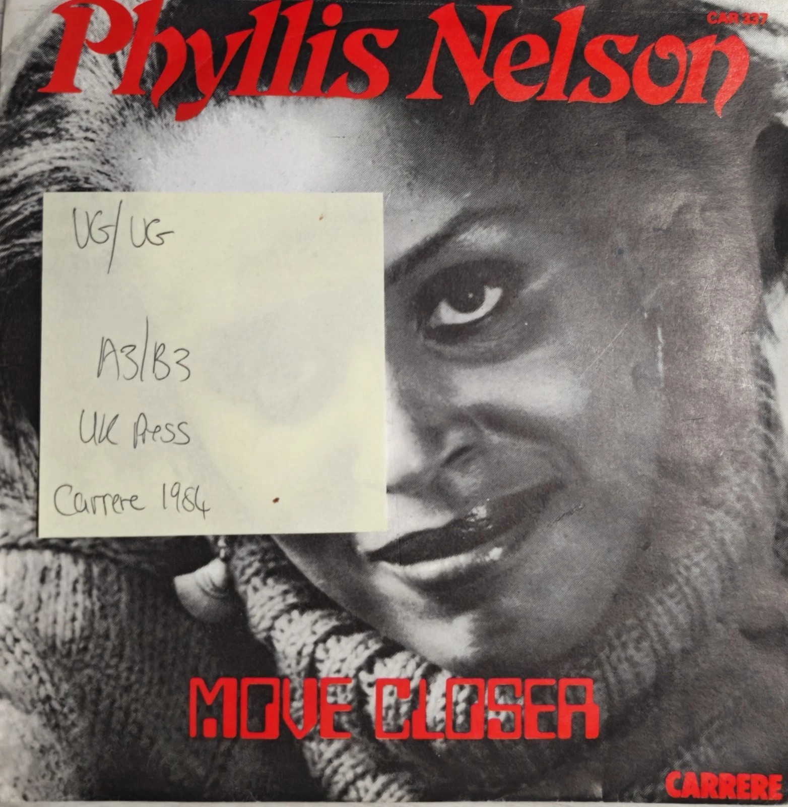 Phyllis Nelson Move Closer Vinyl Record 7" VG/VG CAR 267 1984 vinyl record sleeve Phyllis Nelson Move Closer Vinyl Record 7" VG/VG CAR 267 1984 vinyl record sleeve