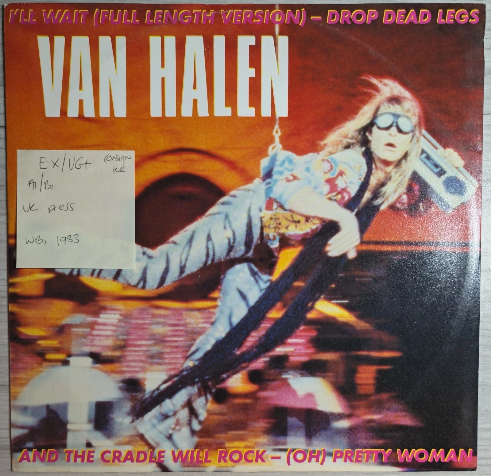 Van Halen I'll Wait Vinyl Record 12" EX/VG+ W9213T 1984 vinyl record sleeve Van Halen I'll Wait Vinyl Record 12" EX/VG+ W9213T 1984 vinyl record sleeve