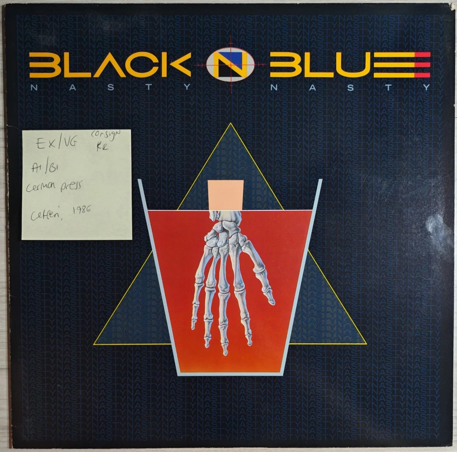 Black N Blue Nasty Nasty Vinyl Record LP EX/VG 924 111-1 1986 vinyl record sleeve Black N Blue Nasty Nasty Vinyl Record LP EX/VG 924 111-1 1986 sleeve