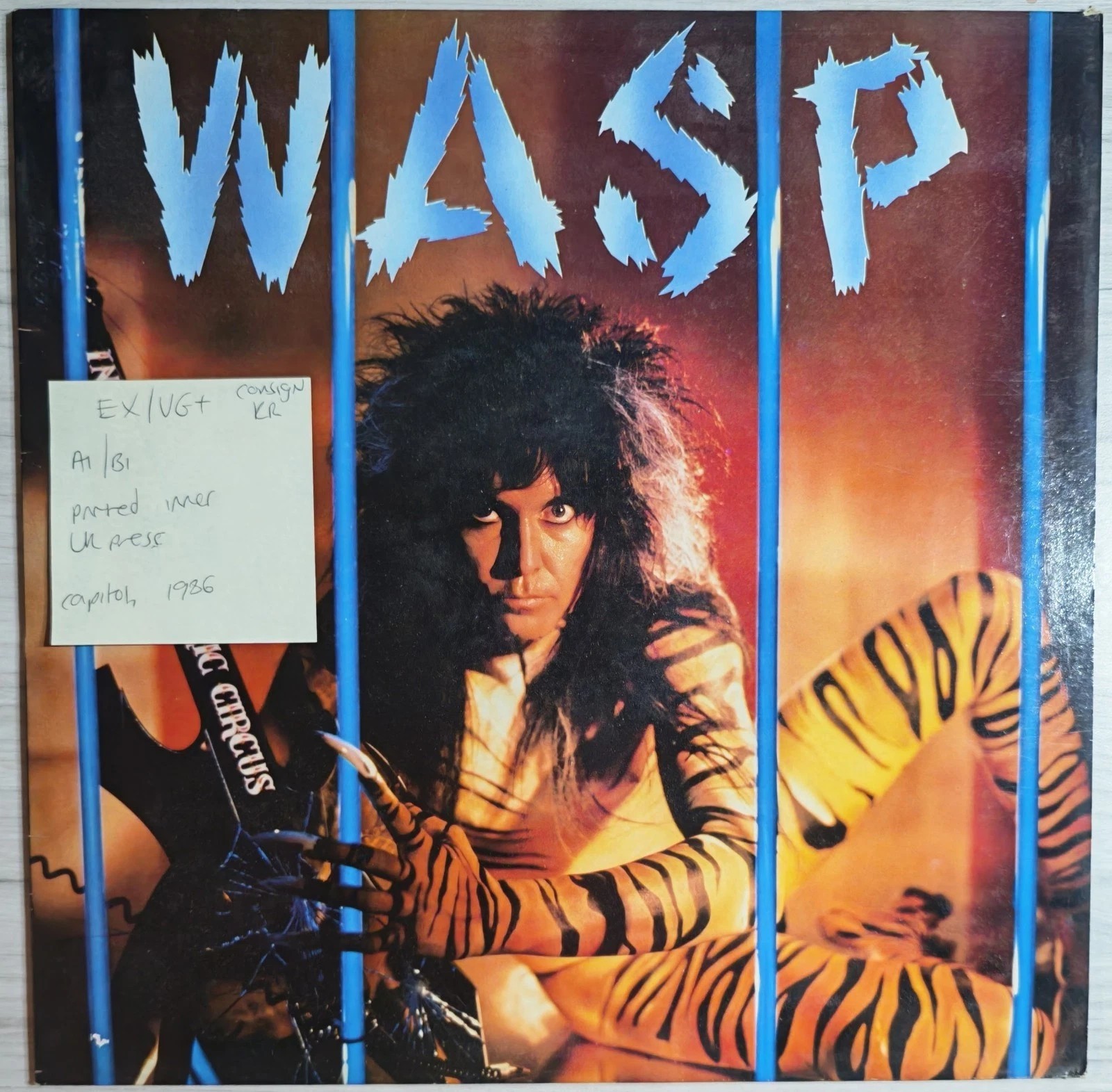 W.A.S.P. Inside The Electric Circus Vinyl Record LP EX/VG+ EST 2025 1986 vinyl record sleeve W.A.S.P. Inside The Electric Circus Vinyl Record LP EX/VG+ EST 2025 1986 sleeve