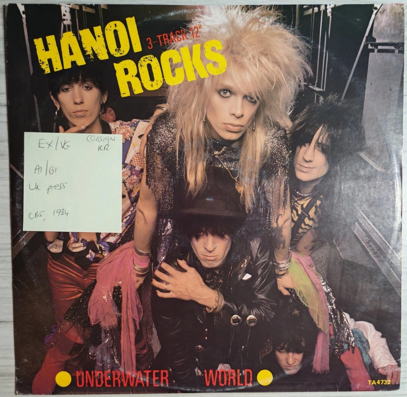 Hanoi Rocks Underwater World Vinyl Record 12" EX/VG TA 4732 1984 vinyl record sleeve Hanoi Rocks Underwater World Vinyl Record 12" EX/VG TA 4732 1984 vinyl record sleeve